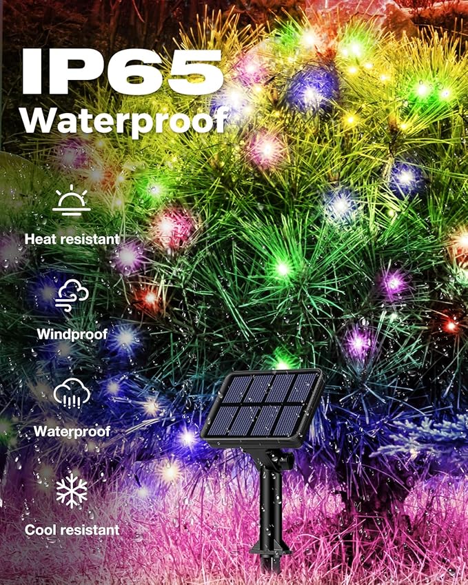 6 Pack Solar Fairy Lights for Outside Waterproof, 49FT/15M 150LED Solar String Lights Outdoor 8 Modes Solar Twinkle Lights for Garden Yard Christmas Tree Wedding Party Decor, Multicolor-CasaMuseHome