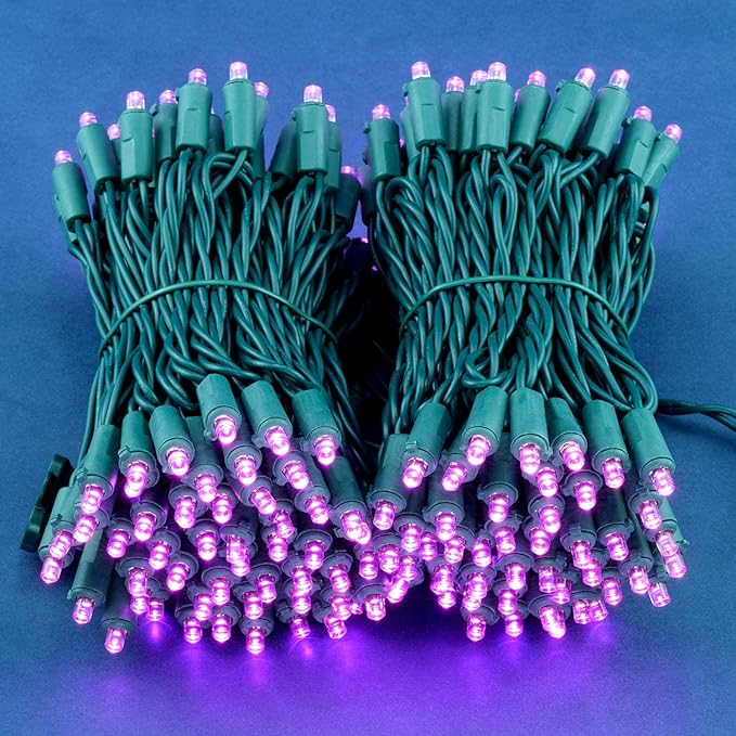 200 Count Pink Wide Angle LED Christmas Lights, 66 ft Green Wire UL Certified Commercial Grade 5mm Holiday String Light Set (Pink)-CasaMuseHome