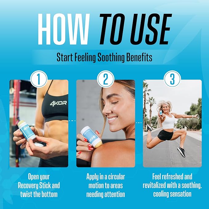 4KOR Recovery Stick - Natural Muscle Balm | Hemp Infused | for Muscles, Joints, Post-Workout | Features a Cooling & Warming Sensation | Portable & Non-Greasy Twist-Up Balms - 1 oz.-CasaMuseHome