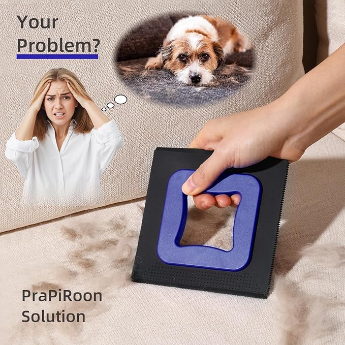 3 in 1 Mini Pet Hair Removal Tool, Dog and Cat Square Hair Remover for Car Detailing Supplies, Clothes, Couch and Carpet, Fur Cleaning Supplies for Furniture-Ergonomic and Anti-Slip, Mini Pet Supplies-CasaMuseHome