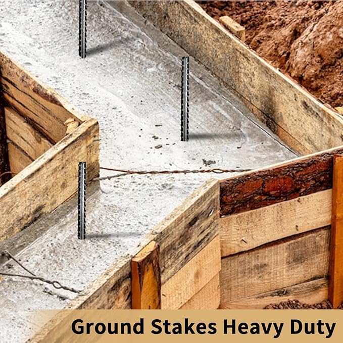 16 inches Rebar Stakes 18-Pack Heavy Duty Ground Stakes Rebar Spikes Garden Stakes Metal Steel Stake for Concrete and Timber Straight Black-CasaMuseHome