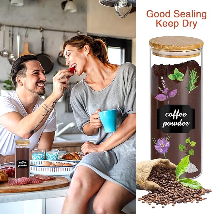 16 oz 20 pcs Glass Jars with Bamboo Lids, Stackable Clear Food Storage Jars, Airtight Kichen Glass Pantry Storage Containers with Lids for Rice, Candy, Sugar, Flour, Nuts, Cookie, Spice-CasaMuseHome