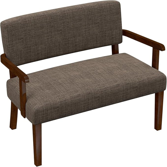 Accent Chair 2 Seat, Arm Chairs with Soft Seat and Armrests for Living Room, Love seat for Dining, Reading, and Waiting Rooms (Brown)-CasaMuseHome