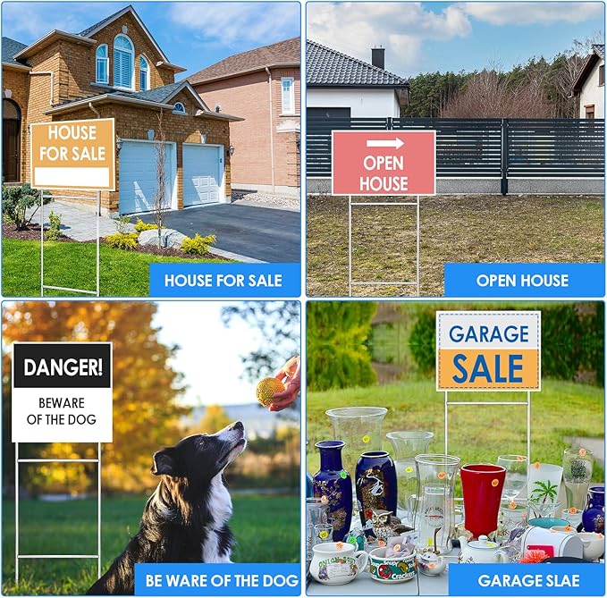 200 Pcs H Stakes for Yard Signs 30'' x 10'' Metal Heavy Duty H Frame Wire Stakes Weatherproof Metal Holder for 4mm 5mm Corrugated Signs Advertising Board Guidepost Yard Halloween Decor-CasaMuseHome