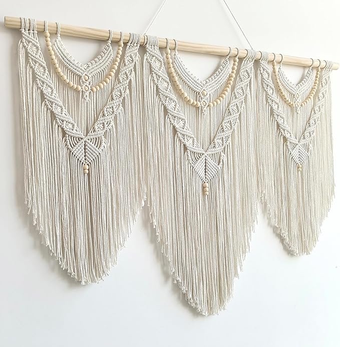 Achart Macrame Wall Hanging Large- Boho Wall Decor- large wall art- Wall Decor Living Room- Macrame Tapestry Boho Decor for Bedroom (Beige-V)-CasaMuseHome