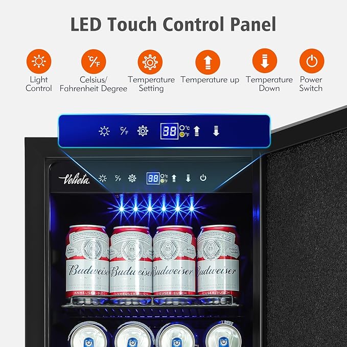 15 Inch Outdoor Beverage Refrigerator Cooler,Stainless Steel 127 Cans Beverage Fridge with French Door Under Counter Built-in or Freestanding, Perfect for Beer, Cola-CasaMuseHome