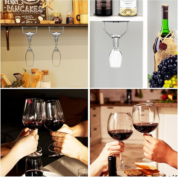 5 Pack Wine Glass Rack Stainless Steel Wine Glass Holder, 14inch Hanging Stemware Rack for Bar Kitchen Cabinet-CasaMuseHome