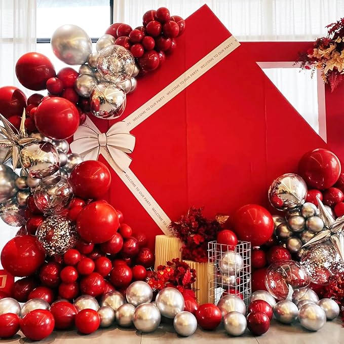 130pcs Ruby Red Balloons Different Sizes 18" 12" 10" 5" Dark Red Latex Balloon Garland Arch Kit for Birthday Baby Shower Graduation Wedding Valentine's Day Christmas Party Decorations-CasaMuseHome