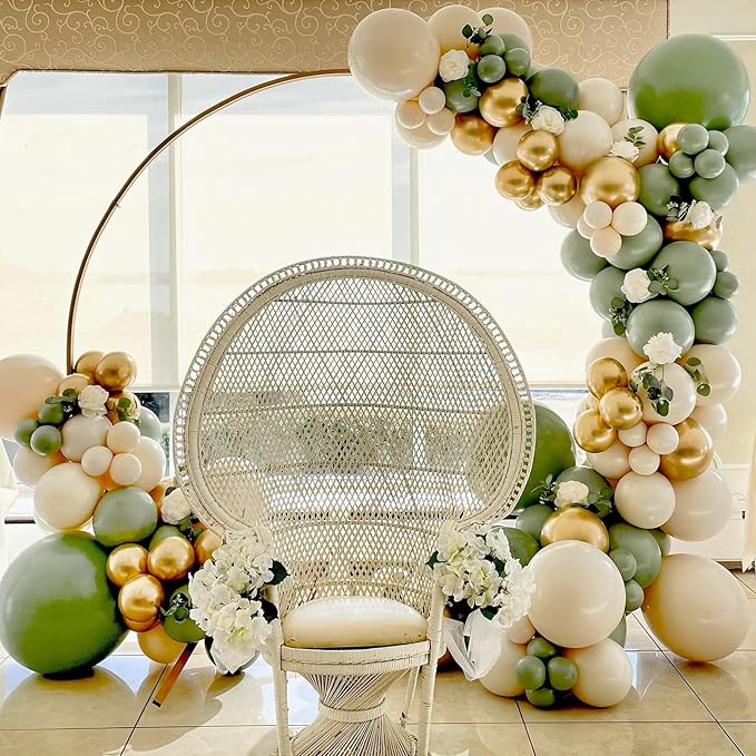 130pcs Sage Green Balloons Different Sizes 18" 12" 10" 5" Olive Green Balloons for Birthday Graduation Baby Shower Wedding Anniversary New Year Party Decorations-CasaMuseHome