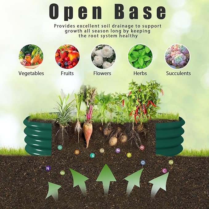 2 Pack 6x3x1FT Galvanized Raised Garden Bed Kit Oval Metal Ground Planter Box Outdoor Bottomless Planter Raised Beds for Vegetables Flowers Herbs Fruits, Green-CasaMuseHome