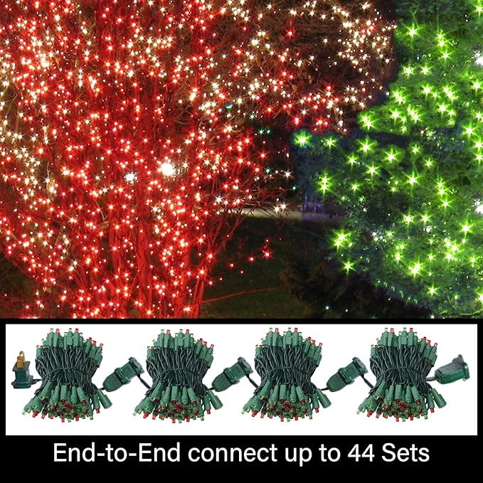 100 Count Red and Green - String Lights - 21.6FT LED Christmas Lights, Mini led Lights for Indoor Outdoor Home Holiday Party Wedding Independence Day Decoration-CasaMuseHome