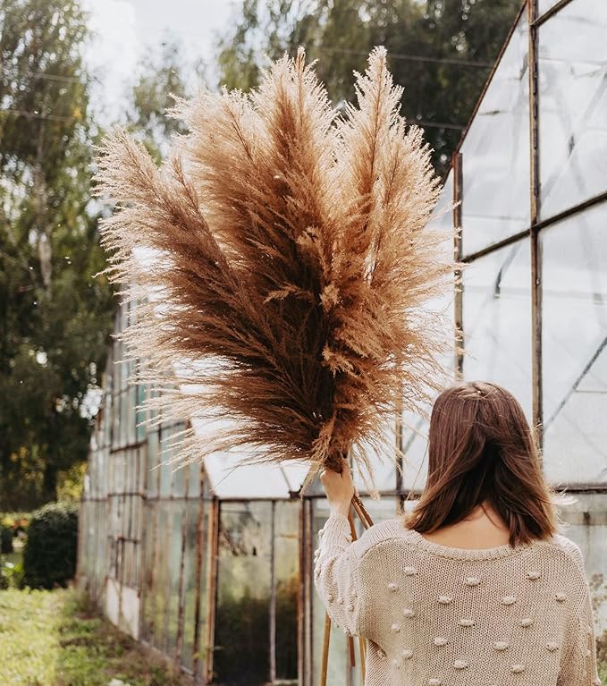 40" inch 10 Stems Pampas Grass Decor Tall, Pampas Grass Bouquet, Natural Dried Flowers for Wedding, Natural Home Decor, Wall Grass, Glam Decor-CasaMuseHome