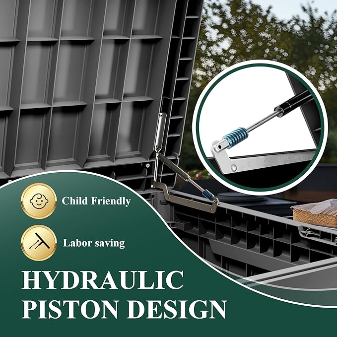 230 Gallon Outside Storage Box, Resin All Weather Storage Cabinet, Large Deck Box for Garden Tools, Patio Furniture, Sports Equipment, Black-CasaMuseHome