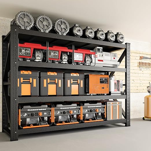 3000LBS Storage Shelves,48" W Garage Shelving Heavy Duty Metal Adjustable Garage Shelves, Shelving Units Industrial Shelving for Warehouse,48" W x 24" D x 69" H,Black-CasaMuseHome