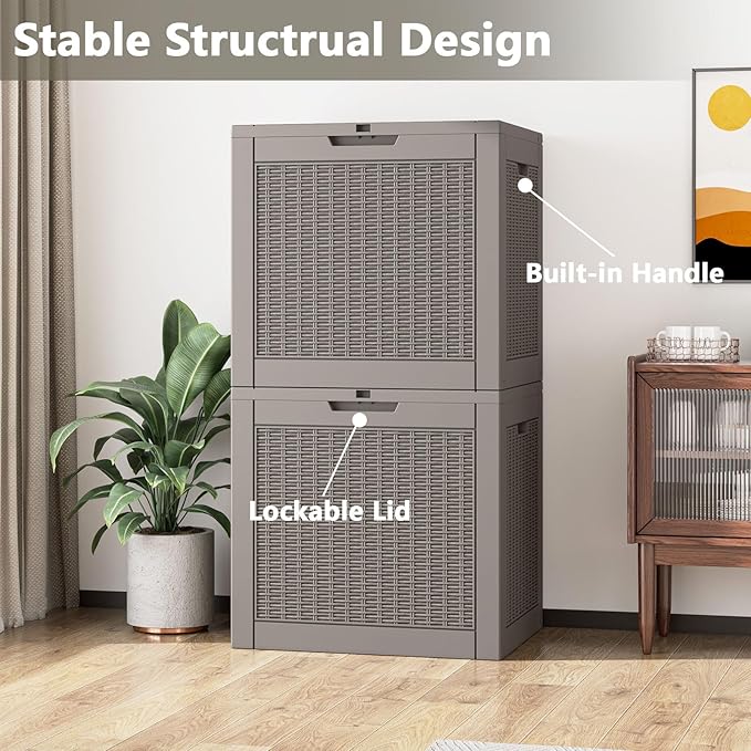 31 Gallon Deck Box, Resin Outdoor Storage Box, Waterproof and UV Resistant Deck Box, Lightweight Storage Box for Garden Tools, Pool Supplies-CasaMuseHome