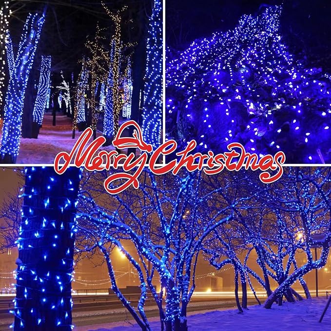 100LIGHTS BLUE Extra-Bright With End Connectors Christmas Decorative Lights 5.98m UL Certified Mini String Light Set Waterproof for Home Garden Holiday Christmas Tree Party Patio Decor Wedding-CasaMuseHome