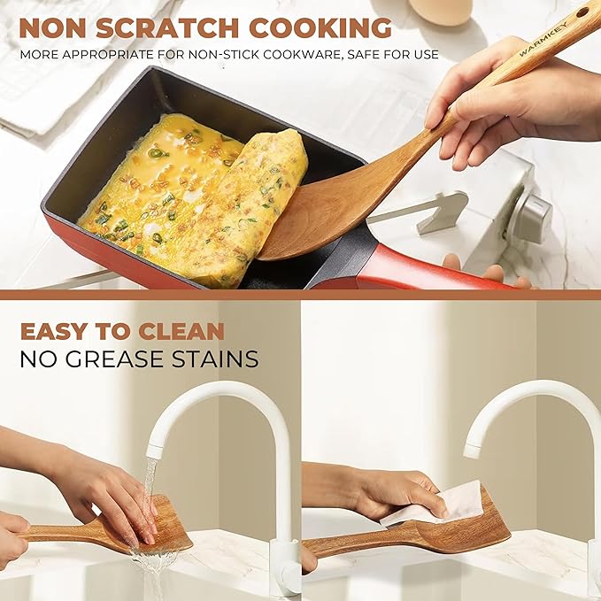 Acacia Wood Kitchen Utensil Set 9PC-Natural Wooden Cooking Tools for Nonstick Pans&Stir Frying,Scratch-Proof&Heat Resistant,Sturdy&Lightweight with Spoon Rest (Kitchen Utensil Set 9PC)-CasaMuseHome