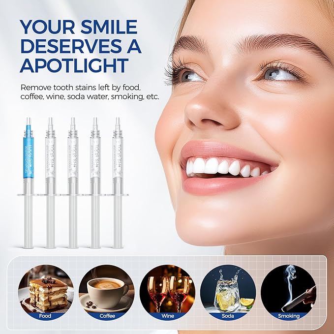 5 x Teeth Whitening Gel (4+1 Desensitizing Gel), No Sensitivity Teeth Whitening Gel Kit, Effective Teeth Whitener, Travel-Friendly Tooth Whitening Pen, Carbamide Peroxide Tooth Bleaching-CasaMuseHome