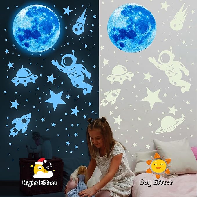 530Pcs Glowing Stars for Ceiling,Glow in The Dark Stars,Space Wall Decals Solar System Galaxy Planets Wall Stickers for Kids, Wall Decor for Girls Kids Bedroom Nursery Birthday Party Favor-CasaMuseHome