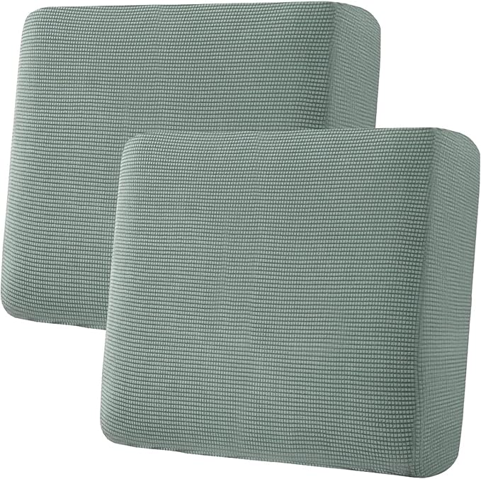 H.VERSAILTEX Super Stretch Individual Seat Cushion Covers Sofa Covers Couch Sets Slipcover Thick Jacquard Textured Twill Fabric (2 Piece Large Sofa Cushion Covers, Sage)-CasaMuseHome