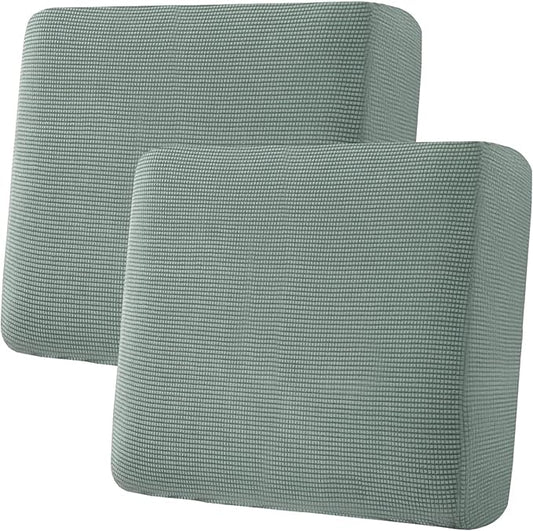H.VERSAILTEX Super Stretch Individual Seat Cushion Covers Sofa Covers Couch Sets Slipcover Thick Jacquard Textured Twill Fabric (2 Piece Large Sofa Cushion Covers, Sage)-CasaMuseHome