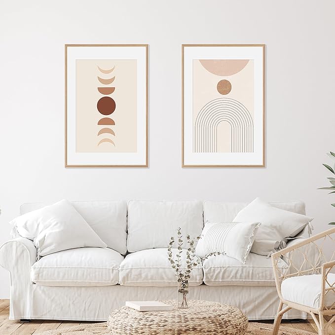 20x30 Poster Frame Set of 2 Natural Solid Oak Photo Frames with 16x24 Removable Mat Wall Hanging Large Handcrafted Frame with HD Plexiglass Wall and Tabletop Display Large Picture Frame-CasaMuseHome