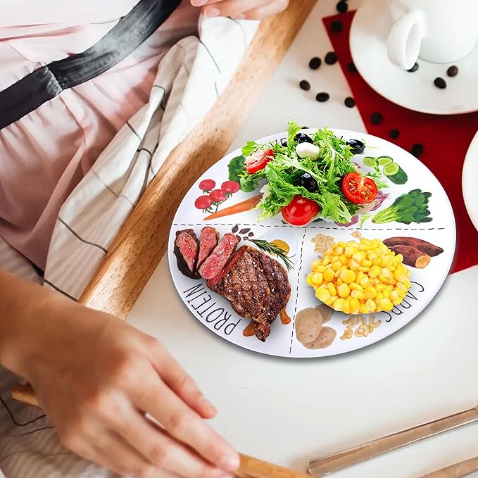 9" Portion Control Plate - Healthy Nutrition Plate for Adults and Teens, Melamine, Ideal for Weight Loss and Diabetes Management (1 Pack)-CasaMuseHome