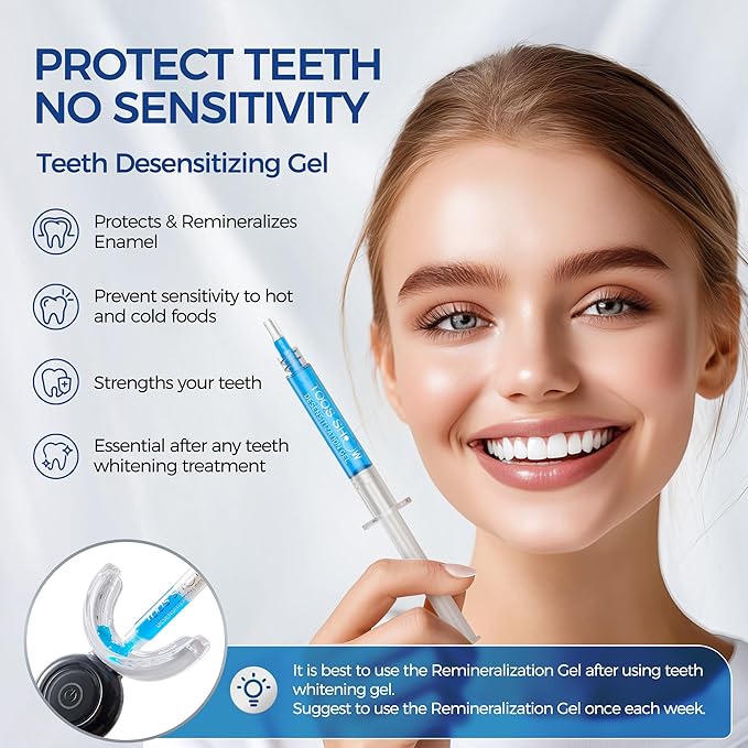 5 x Teeth Whitening Gel (4+1 Desensitizing Gel), No Sensitivity Teeth Whitening Gel Kit, Effective Teeth Whitener, Travel-Friendly Tooth Whitening Pen, Carbamide Peroxide Tooth Bleaching-CasaMuseHome