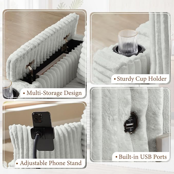 Accent Chair with Storage Ottoman Upholstered Living Room Chairs for Reading Chair with Chaise Lounge Chairs Indoor, Comfortable Armchair for Bedroom-CasaMuseHome