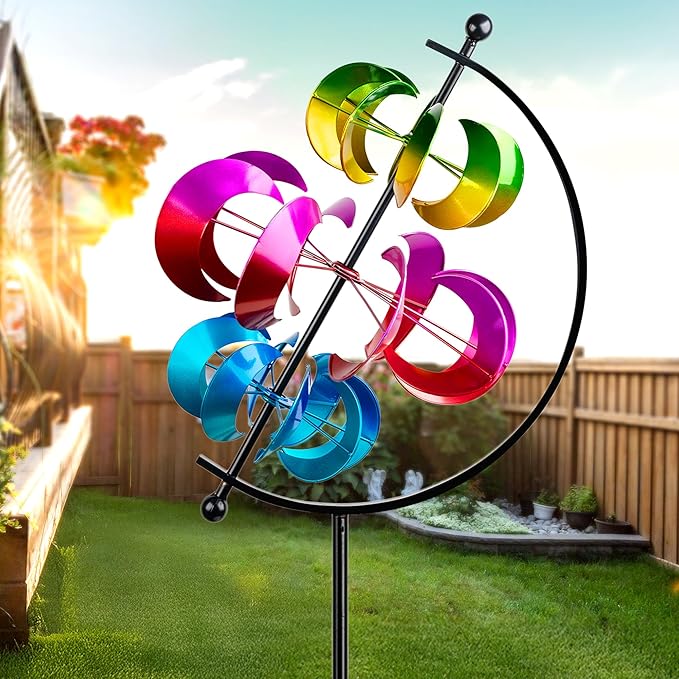 62.9" Large Wind Spinner Outdoor Decor, Garden Art with Metal Stake, Resistant for Yard, Patio and Lawn-CasaMuseHome