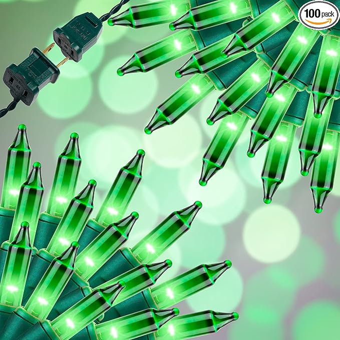 100LIGHTS Green Extra-Bright with End Connectors Christmas Decorative Lights 5.98m UL Certified Mini String Light Set Waterproof for Home Garden Holiday Christmas Tree Party Patio Wedding-CasaMuseHome