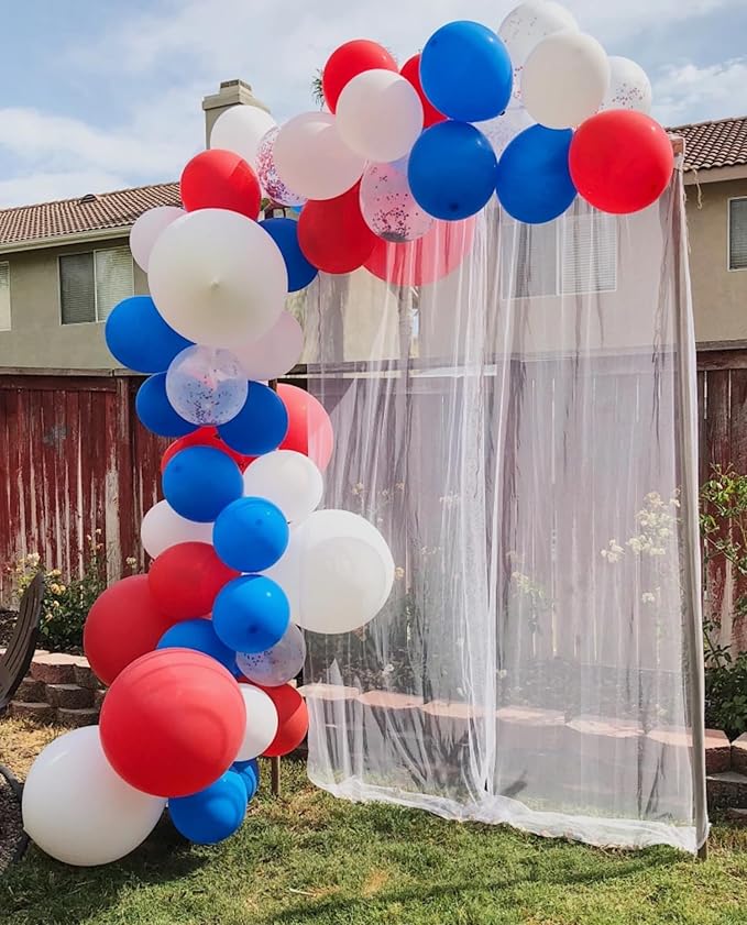 130pcs Red White Blue Balloons Different Sizes 18" 12" 10" 5" Party Latex Balloons for Birthday Graduation 4th of July Independence Day Anniversary New Year Holiday Party Decorations-CasaMuseHome
