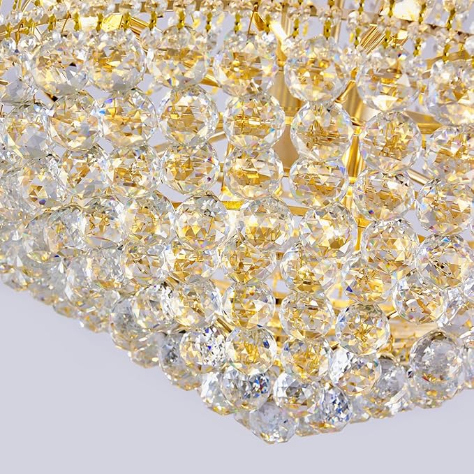 19-Lights High Ceiling Chandelier Modern Gold Crystal Chandeliers Large Foyer Chandelier Fixtures for Staircase Living Room Hallway Entryway (H47 x W31.5)-CasaMuseHome
