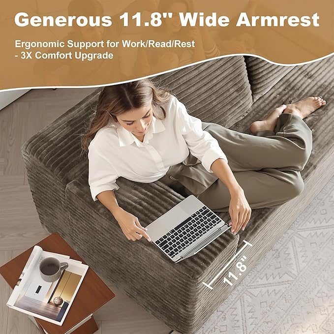 136" Sectional Couches for Living Room Modern Modular Sofa with L-Shape Couchs Upholstered Boneless Couch Deep Seat Sectional Couch with Chaise (Camel, Left Facing Chaise+3Seaters+Ottoman)-CasaMuseHome