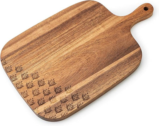 Acacia Wood Cutting Board - Wooden Kitchen Cutting Board for Meat, Cheese, Bread,Vegetables &Fruits- Charcuterie Board Cheese Serving Board with Handle,12" x 7”-CasaMuseHome