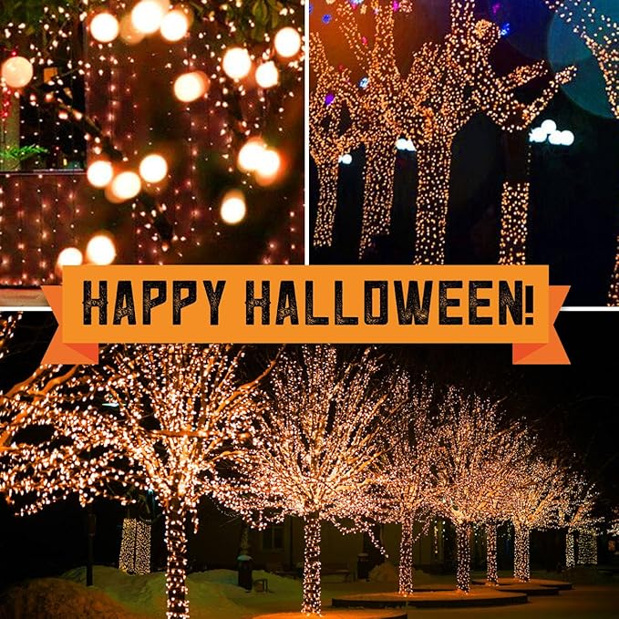 100LIGHTS Orange Extra-Bright with End Connectors Halloween Decorative Lights 5.98m UL Certified Mini String Light Set Waterproof for Halloween Home Garden Christmas Tree Party Patio Wedding-CasaMuseHome