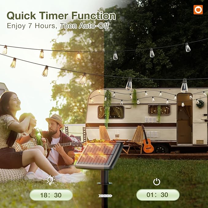 addlon 33(27+6) FT Solar String Lights Waterproof,Patio Light Solar Powered with Remote& USB Port 9+1 LED Shatterproof Bulbs 3 Lighting Modes Outdoor for Camping Backyard Garden-CasaMuseHome