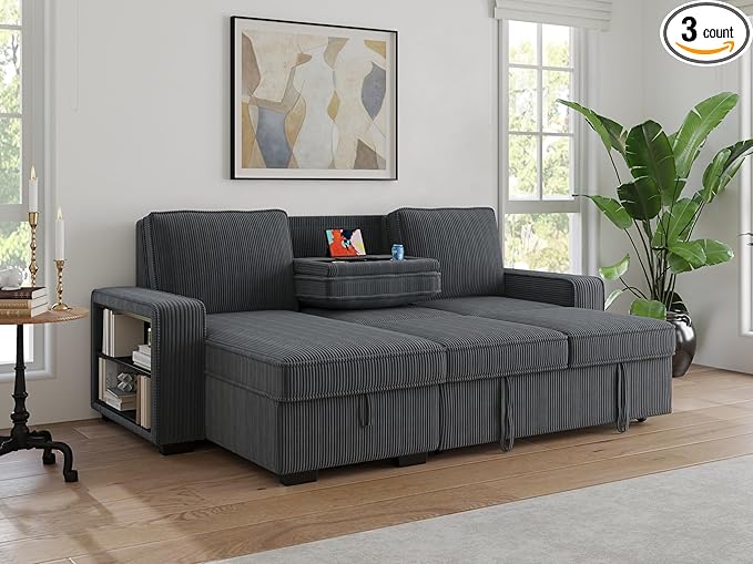 91-inch Reversible Sectional Sleeper-CasaMuseHome