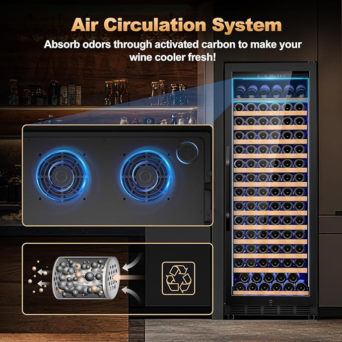 24 Inch Wine Cooler Refrigerator,179 Bottles Wine Fridge Large Capacity Professional Wine Cellars with Powerful Compressor,Quiet Operation and Elegant Design, Black-CasaMuseHome