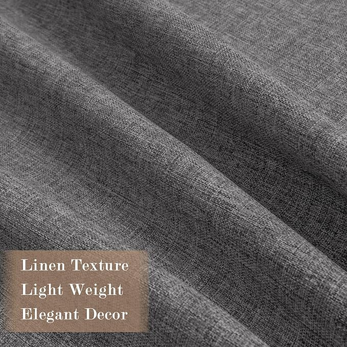 100" W x 84" L Faux Linen Room Divider Curtains, Full Blackout Pinch Pleated Drapes for Traverse Rod, Bedroom Divider Privacy Drapery with Hooks for Ceiling Track, 1 Panel, Natural Grey-CasaMuseHome