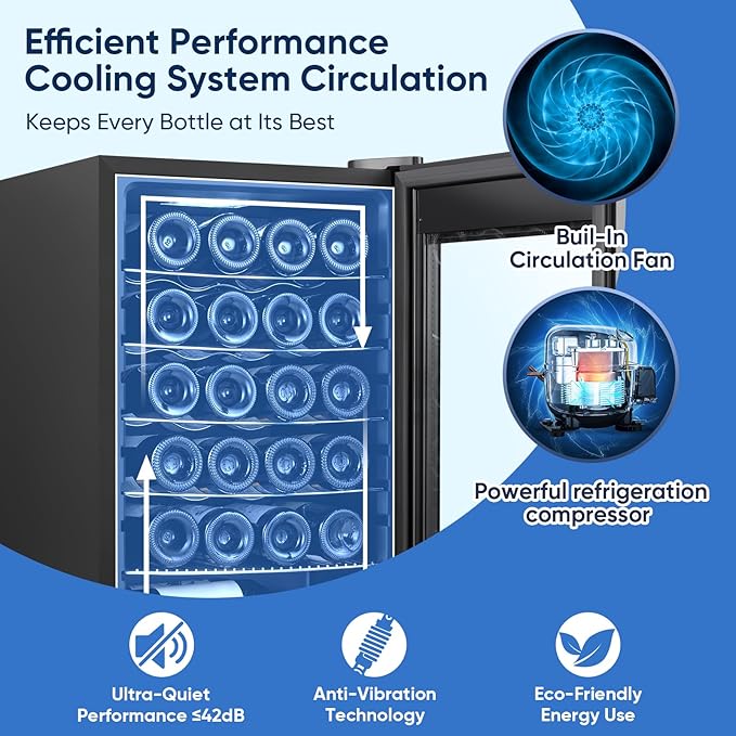 24 Bottle Compressor Wine Cooler Refrigerator with Lock, Freestanding Wine Fridge, 41°F-64°F Digital Temperature Control, Large Wine Cellar for Red, White, Champagne, and Sparkling Wine – Black-CasaMuseHome