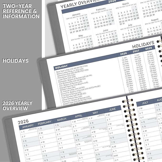 2026 Weekly Appointment Book - Appointment Book 2026, Jan 2026 - Dec 2026, Daily/Hourly Planner with Tabs, 15 Minutes, 8.26"x 11.4", Wirebound - Grey-CasaMuseHome