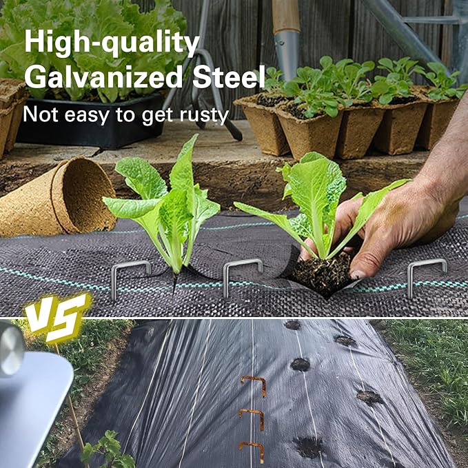 8 Inch Landscape Staples, More Thicker Heavy Duty 8 Gauge Galvanized Landscape Stakes, 125 Packs Garden Staples for Lawns, Weed Barriers, and Landscape Fabrics, Irrigation Hose, Tent Pegs-CasaMuseHome