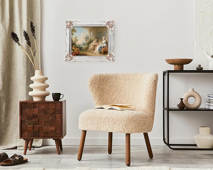 8x10 Vintage Picture Frame with Embossed Flower Design, Silver Ornate Frame for 8x10 or 5x7 Pictures with White Mat, Hand-Crafted Resin Antique Frames for Tabletop & Wall Hanging, Home Decor (Silver)-CasaMuseHome