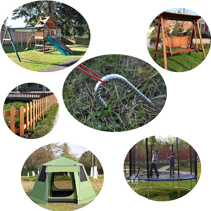 16 Inch 28 Pack Rebar Stakes, 3/8" Diameter J Hook Steel Ground Anchor Stakes, Heavy Duty Galvanized Tent Stakes, Metal Fence Stakes for Outdoor Decoration Yard Inflatables Gardening-CasaMuseHome