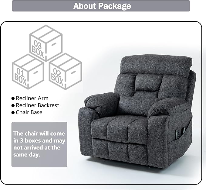 4 OKIN Motor Power Lay Flat Lift Recliner Chair for Elderly Adults Oversized Recliners with Massage Heat, Adjustable Head-Back-Lumbar-Leg-Support, Extended Footrest, 2 Cup Holders-CasaMuseHome