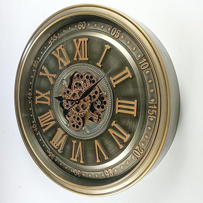 32'' Inch Real Moving Gear Wall Clock Ireland Line (Brass Antique, 32 inches (80 cm))-CasaMuseHome