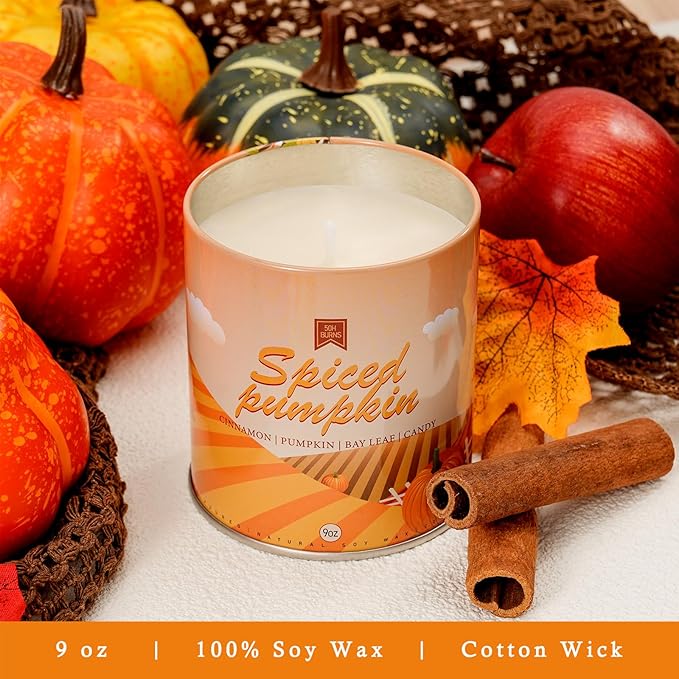 4 Pack Scented Fall Candles Set, 36oz Aromatherapy Soy Wax Candles for Home Scented, Halloween House Warming Gifts Birthday Candle for Women Halloween Apple Pie/Autumn Wreath/Cinnamon/Pumpkin Candle-CasaMuseHome