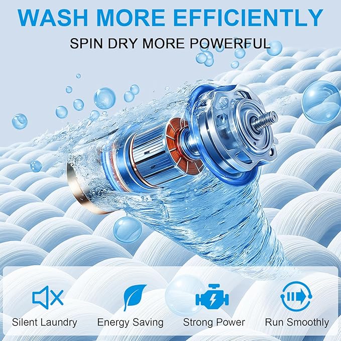 17Lbs Portable Washing Machine with10 Washing Programs, 2.2 Cu. Ft. Full Automatic Washer and Spinner Combo, Compact Laundry Washer Spinner for Apartment RV Dorm (2.2Cu. Ft)-CasaMuseHome