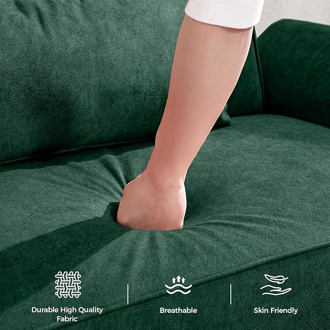 89” Futon Sofa Bed, Velvet Fabric Comfy Futon Couch Bed with 2 Square Pillows, Convertible Sleeper Sofa with Adjustable Backrest& Armrests, Modern Loveseat Sleeper for Living Room, Bedroom-CasaMuseHome